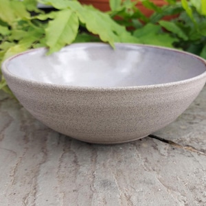 Handmade  Grey Stoneware Pasta Bowl in Toasted Lilac Glaze