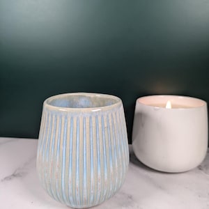 Handmade Ribbed Ceramic Tumbler | Slip Cast Stoneware Cup for Coffee, Wine or Whiskey | Textured Pottery Tumbler Gift Idea