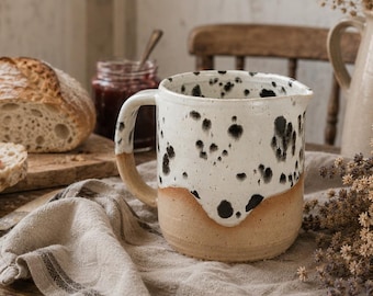 Handmade Ceramic Creamer Jug | Stracciatella Speckled Stoneware | Modern Milk Pitcher (400ml)