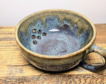 Handmade Ceramic Berry Mug: Wheel-Thrown Stoneware Strainer Bowl