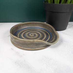 Handmade Stoneware spoon rest in micro cerulean- functional ceramics for your home.