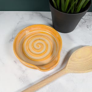 Handmade Stoneware spoon rest in sunrise- functional ceramics for your home. Second