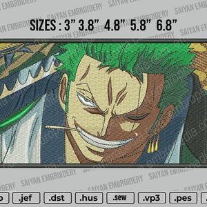 One Piece Zoro Embroidery Design File, One Piece Anime Embro