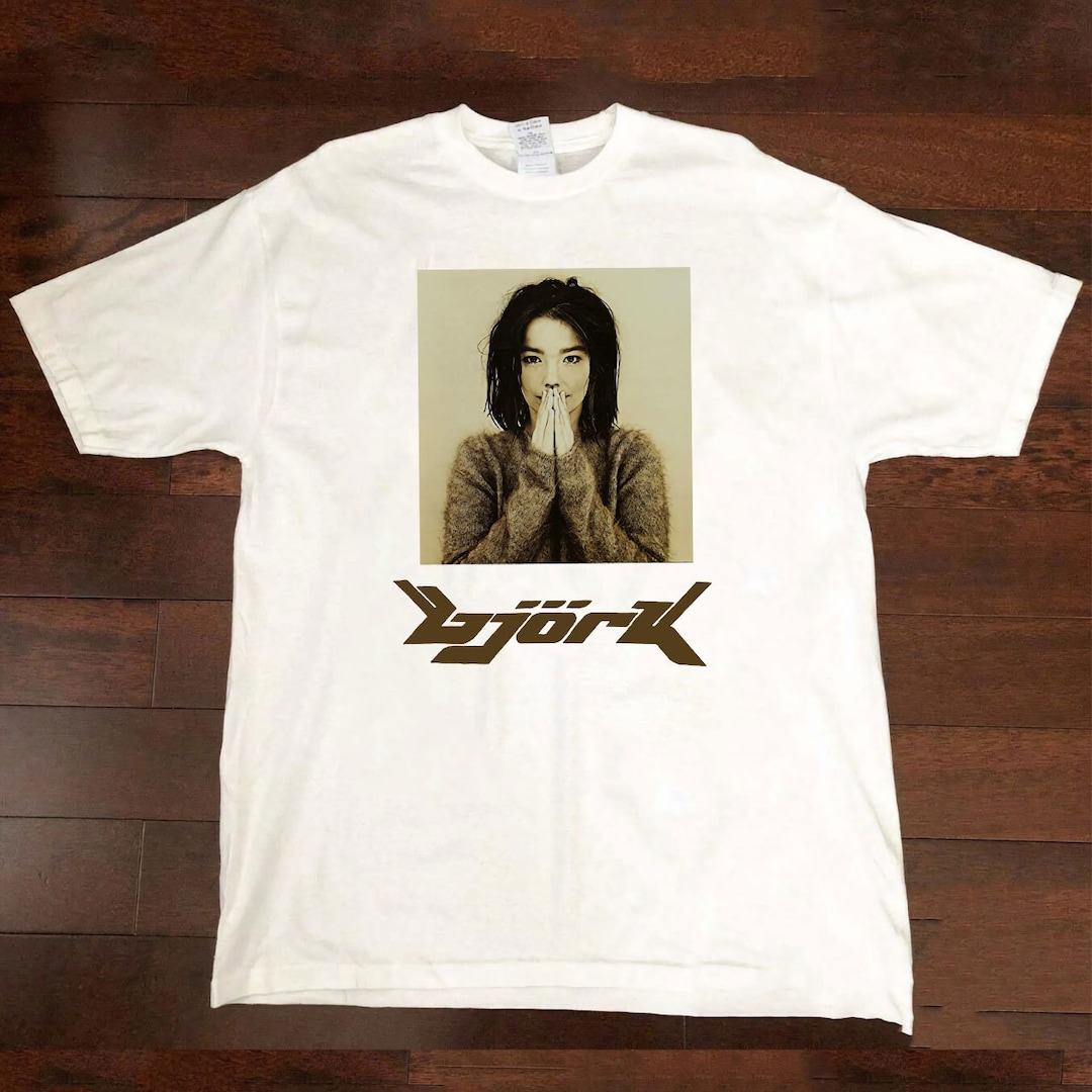 T-Shirt Unisexe Vintage Björk - Logo Graphique, Coton, Manches Courtes, Marque Gildan 5000