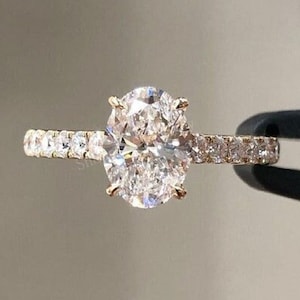 2.20 Ct Oval Cut Lab Grown Engagement Ring, Oval Diamond Ring, 14k Yellow Gold Wedding Ring, Hidden Halo Ring, Promise Ring,Anniversary gift