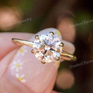 2.00 CT Round Cut Lab Grown Diamond Solitaire Engagement Ring, 18K Gold Wedding Ring, Engagement Anniversary Gift, 6 Prong Set Promise Ring.