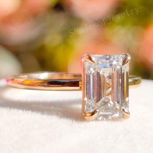 2.20 Ct Certified Emerald Cut Lab Grown Diamond Solitaire Engagement Ring, 14K Solid Gold Wedding, Lab Created Diamond Ring Proposal ring