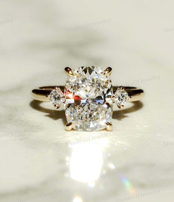 CT Elongated Cushion Lab Created Diamond Tulip Prong Set