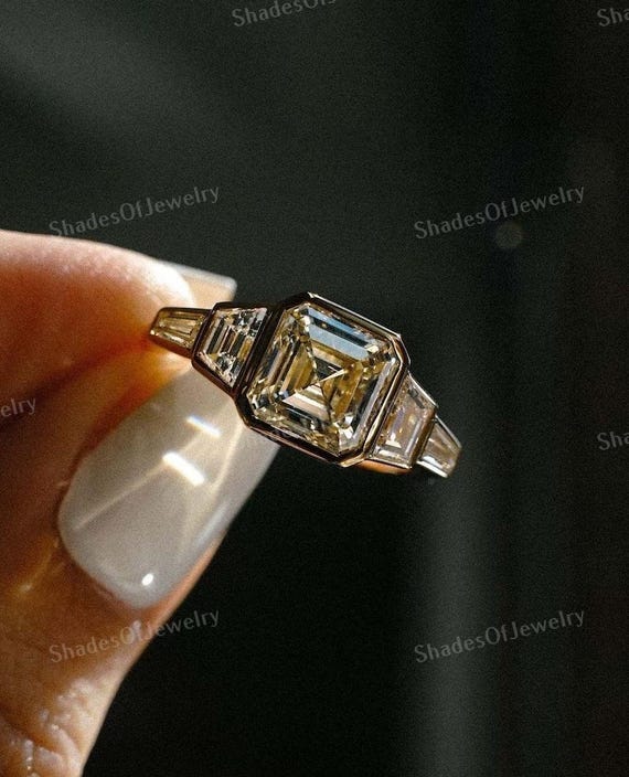 CT Asscher Cut Lab Grown CVD Diamond Five Stone Engagement