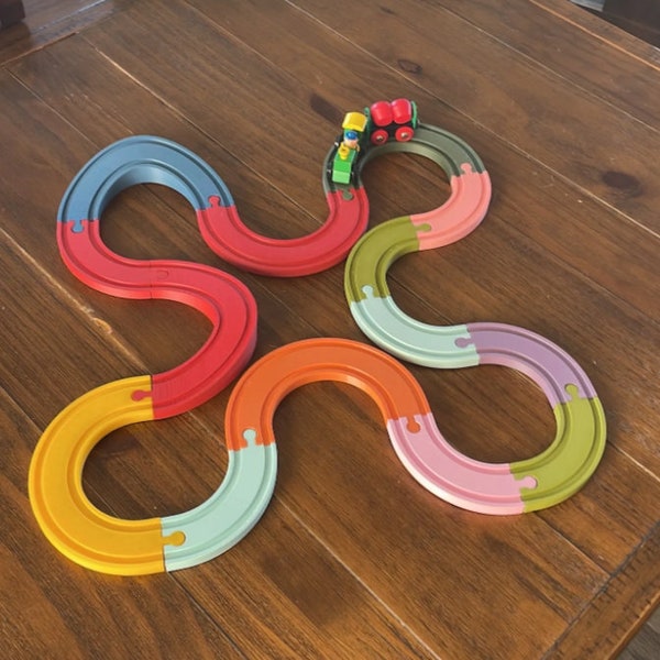 Brio Compatible 180 Degree Turn Wooden Train Track, Diferents colours available