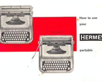 Hermes 3000 Typewriter Users Manual, Only  Digital Download in PDF format