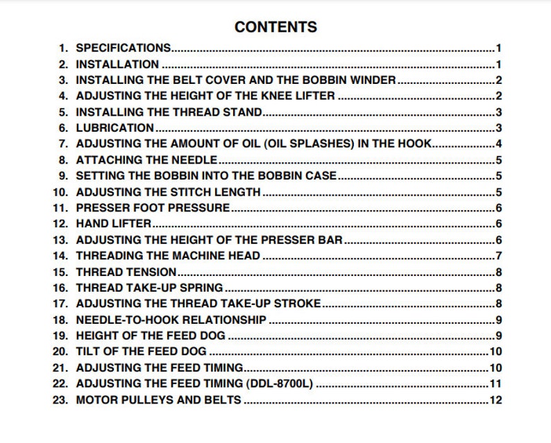 Juki DDL8700 Sewing Machine Instruction Manual Only Digital Etsy