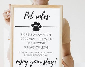 Signo de mascotte van Airbnb / Signo de reglas de mascottes / signo editable / Solo archief digitaal in 8x10 en 7x10 pulgadas