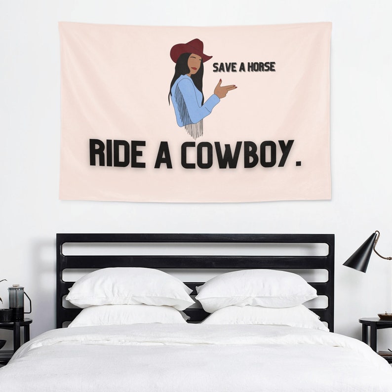 Save a Horse Ride a Cowboy Tapestry, Tapestry Wall Hanging, Funny Tapestry, Tapestry College Dorm Decor, Flags for Girl Dorms, Y2K Tapestry 