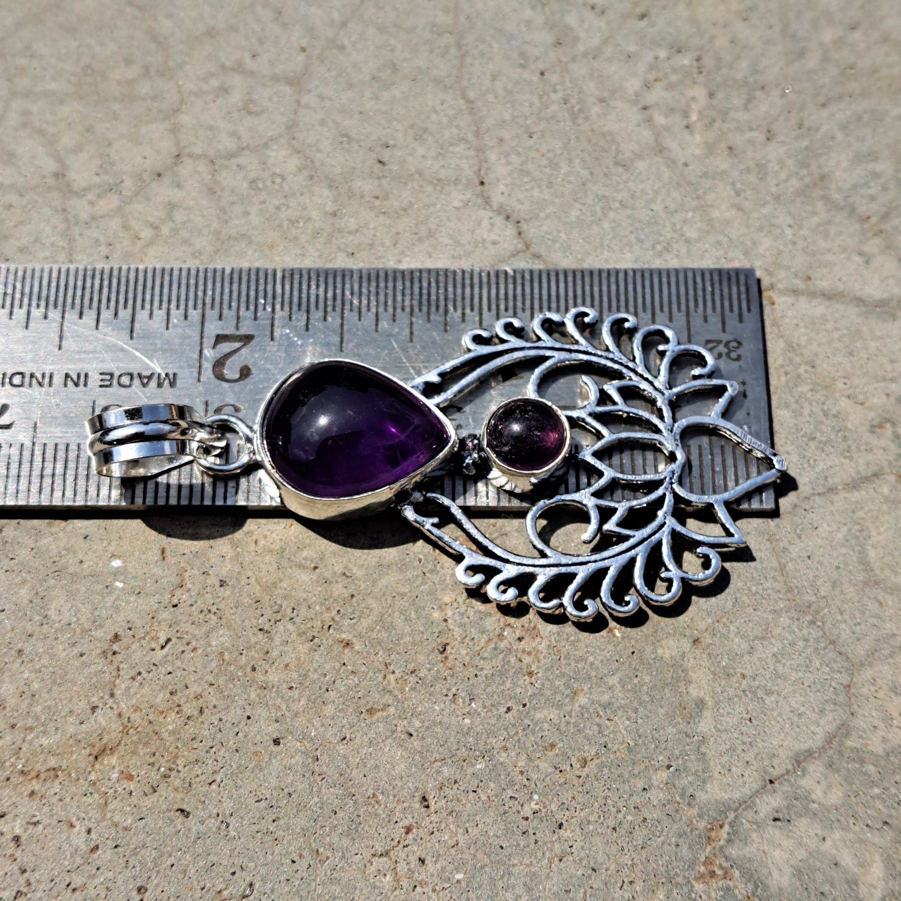 Handmade African Amethyst Teardrop Pendant In 925 Sterling Silver - Natural Gemstone