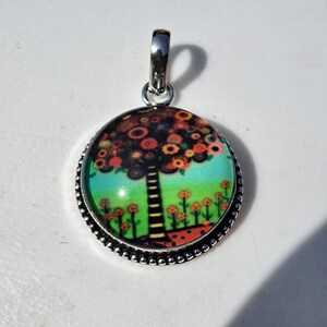 Vintage Fantay caprichoso árbol de la vida foto colgante collar regalo para la madre