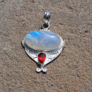 Blue Fire Rainbow Pendant 925 Silver Plated Rainbow Gemstone Jewelry  Pendant Handmade Pendant Oval Pendant Gift to Her