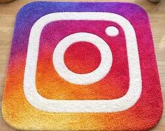 Instagram Logo Rug Colorful Gradient Carpet for Living Room, Cozy Modern Decor, Handmade Soft Fiber Mat”