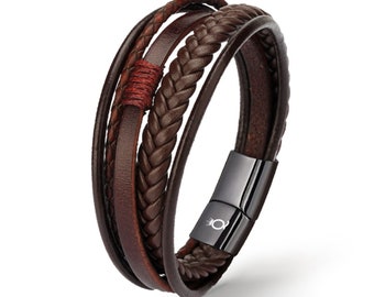 UNIQAL | Leather bracelet for men "SHADOW" | Men's Leather Bracelet | gift box | magnetic closure | handmade in Germany