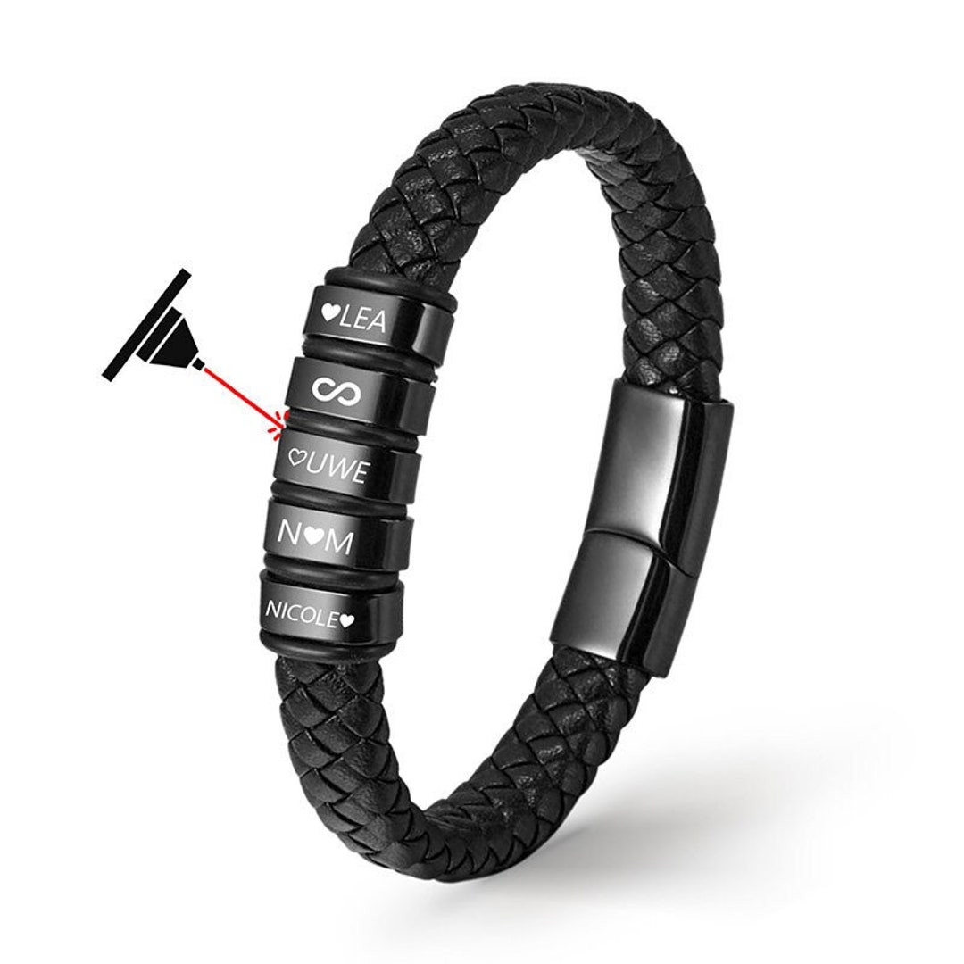 Bracelet En Cuir Personnalisable Avec Gravure - Fermeture Magnétique - Fabriqué En Allemagne
