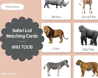 Wild Animals TOOB - Safari LTD Matching Montessori Language Cards - Printable