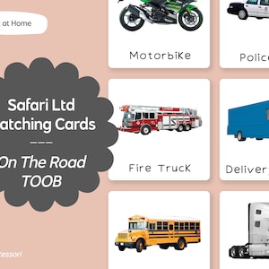 On The Road TOOB - Transport Safari LTD Tarjetas de idiomas Montessori a juego - Imprimibles