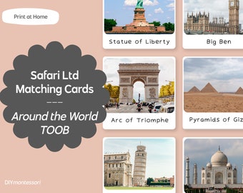 Around The World TOOB - Safari LTD Bijpassende Montessori-taalkaarten - Afdrukbaar