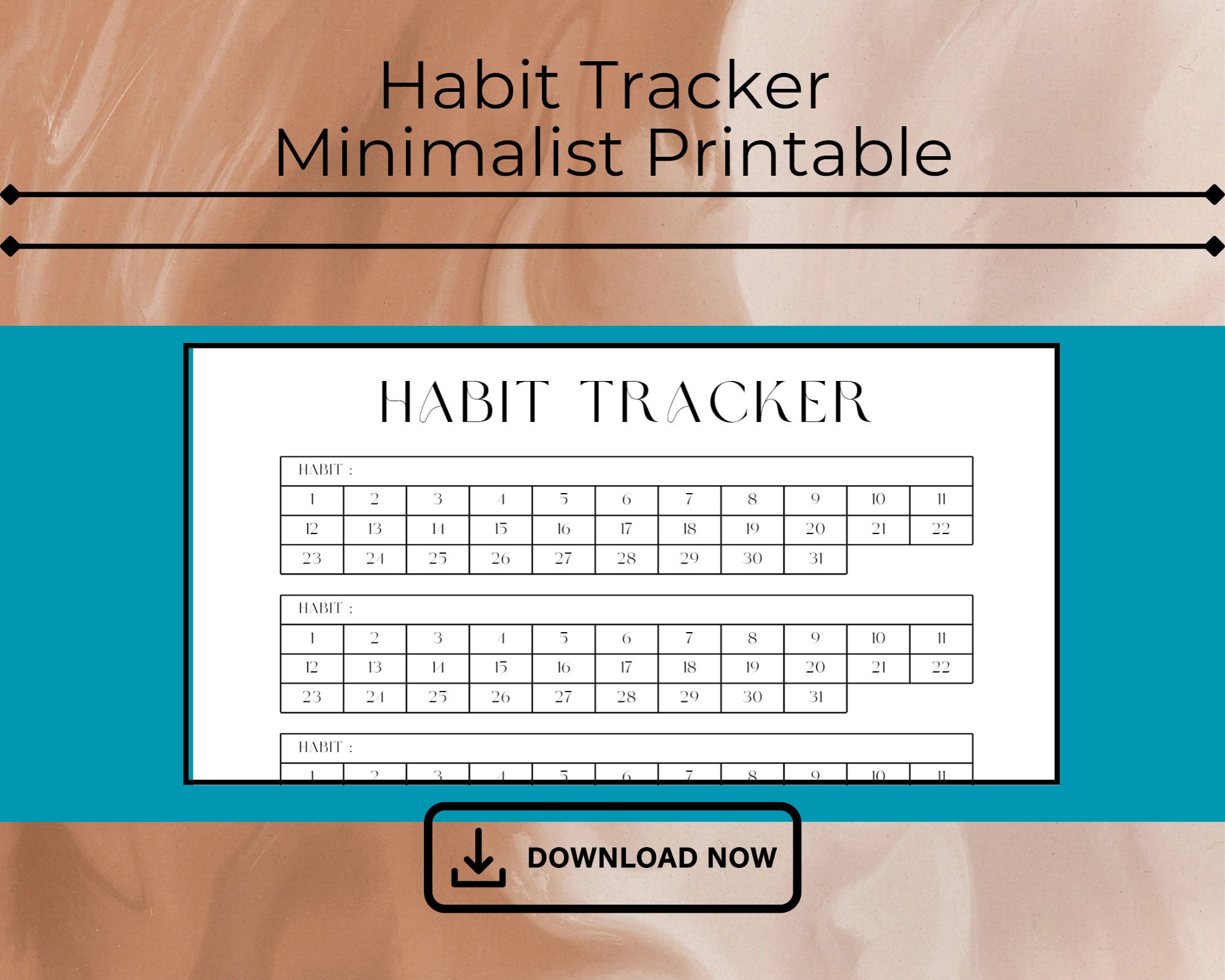 Minimalist Habit Tracker Printable - 30 Day Habit Tracking - Goal ...