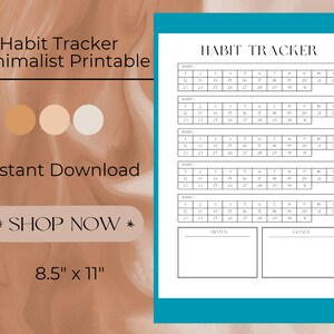 Minimalist Habit Tracker Printable - 30 Tage Habit Tracking - Goal Planner - Instant Download - US Letter 8,5 "x 11"
