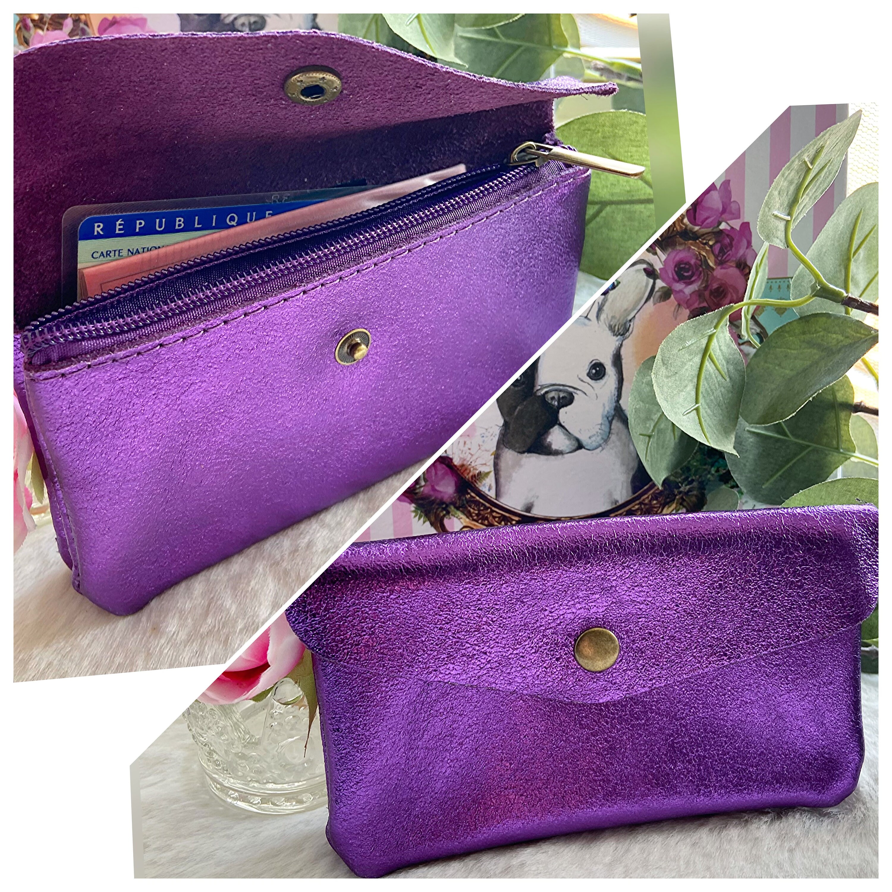 Porte-monnaie Mini Pochette En Cuir Véritable Rose Brillant - Pour Femme, Neuf Avec étiquettes