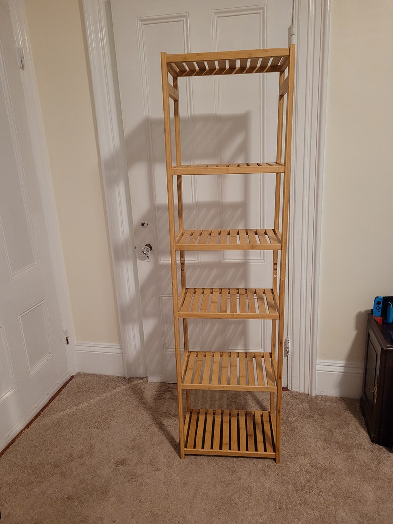 Bamboo Bathroom Shelving Unit Natural Bamboo Bathroom Shelf Etsy