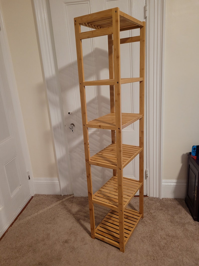 Bamboo Bathroom Shelving Unit Natural Bamboo Bathroom Shelf Etsy