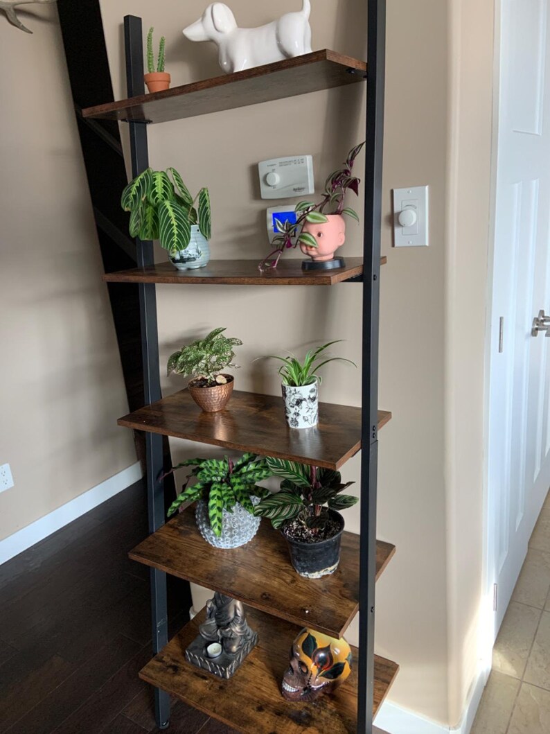 Industrial Style Ladder Shelf Wall Leaning Ladder Bookcase Etsy