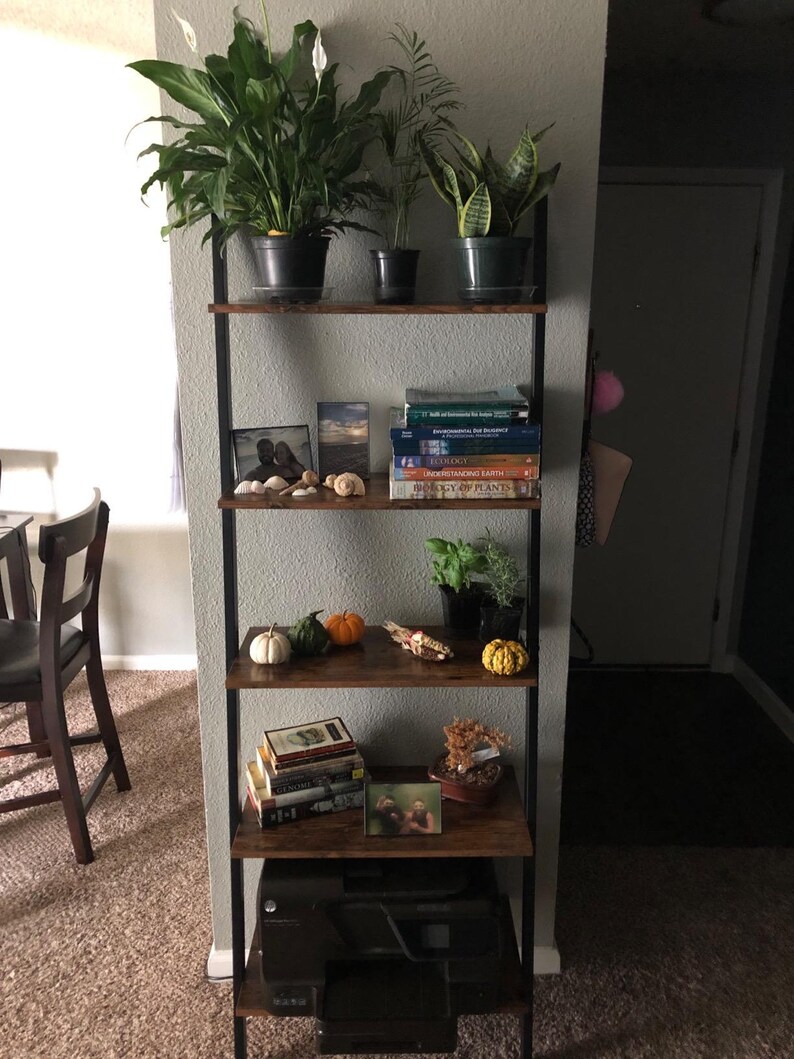 Industrial Style Ladder Shelf Wall Leaning Ladder Bookcase Etsy
