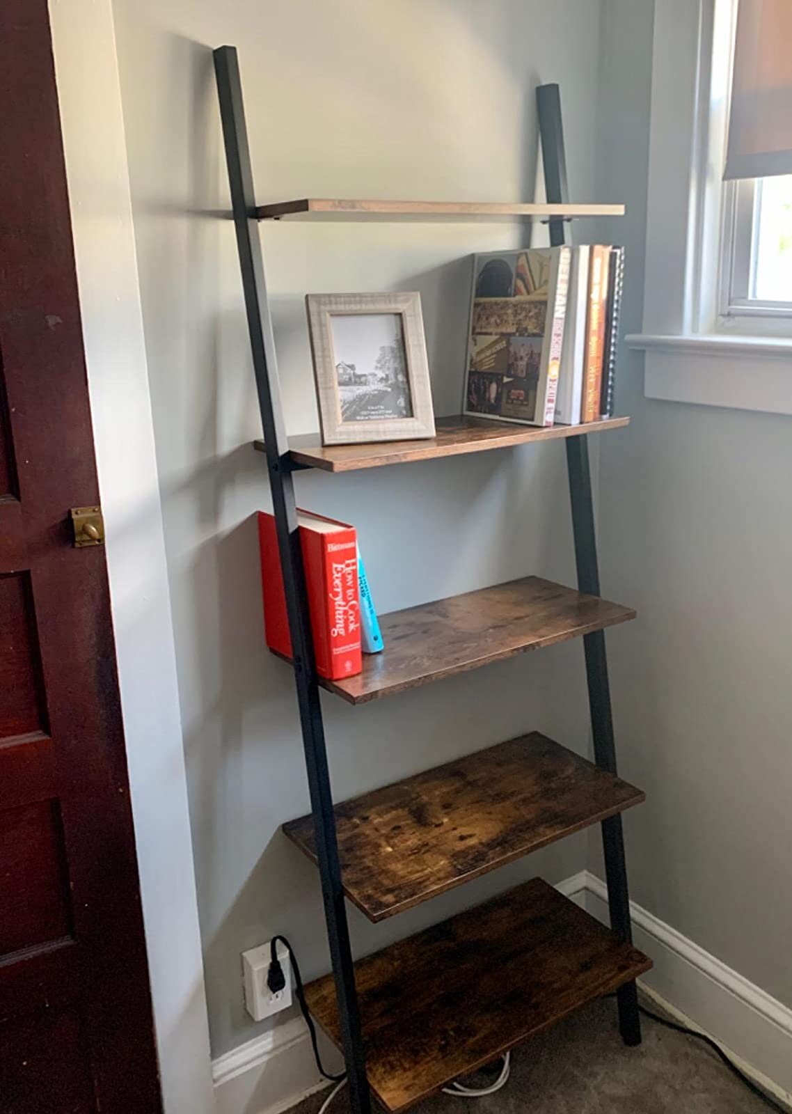 Industrial Style Ladder Shelf Wall Leaning Ladder Bookcase Etsy