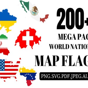 World Country Map Flags SVG - Länder Flagge SVG, Alle National Map Flaggen Set, Nation Banner Cricut Icon Clipart Vektor, eps png jpg ai pdf