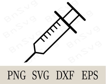 Medical Syringe Vector, Hypodermic Syringe Symbol Png, EPS, Cut files, layered, Minimalist, Cricut, Silhouette, Clipart