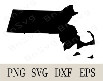 Massachusetts State USA Vector, Massachusetts State Silhouette, EPS, Cut files, layered, Cricut, Silhouette, Minimalist, Clipart,