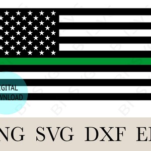 Green Line US Police Flag Svg, United States of America Flag, Military Support Flag Silhouette Cricut Instant Download | png, dxf, eps, pdf
