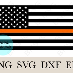Orange Line US Search and Rescue Flag Svg, United States of America Flag, Search and Rescue Flag Silhouette Cricut Instant Download dxf, eps