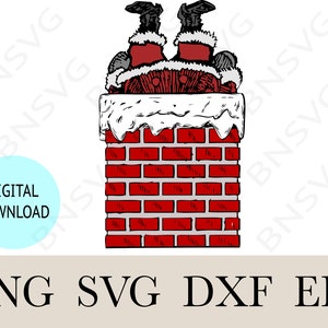 Santa in a Chimney Vector, Santa in a Chimney Christmas PNG, Colorful EPS, Cut files, Minimalist, Cricut, Silhouette, Clipart, Vinyl decal