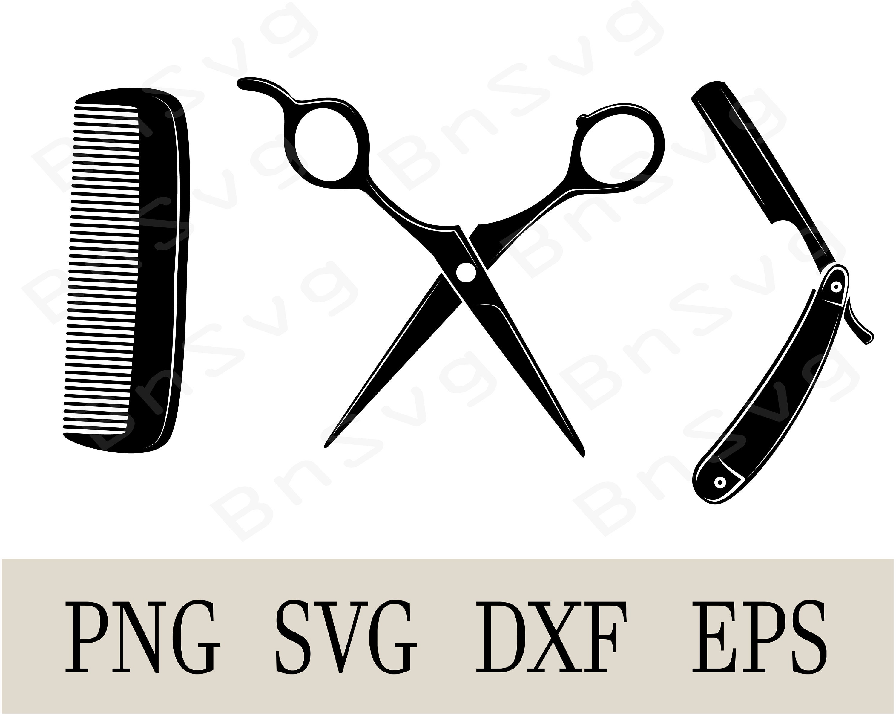 Barber Equipments Vector, Image of Scissors, Razor and a Comb Png