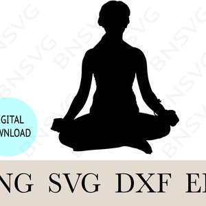 Female Yoga Pose Silhouette SVG, Yoga pose Vector PNG, EPS, Cut files, layered, Minimalist, Cricut, Silhouette, Clipart, Vinyl decal