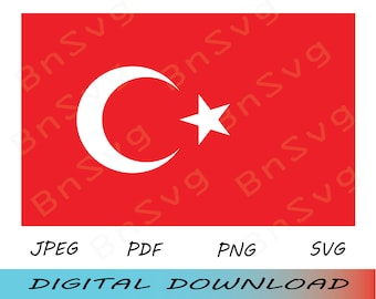 Türkiye Flag Vector PNG, Türkiye  Flag Cutting File EPS, layered, Silhouette, Card Making, Clipart, Vinyl decal
