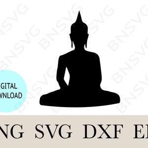 Sitting Budha Silhouette SVG, Budha Vector PNG, EPS, Cut files, layered, Minimalist, Cricut, Silhouette, Clipart, Vinyl decal
