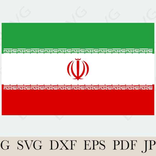 Islamische Republik Iran Vlag SVG, Iran Perzische Nationale Banner Vlag, Snijden Bestand EPS, gelaagd, Silhouet, Kaart maken, Vinyl sticker