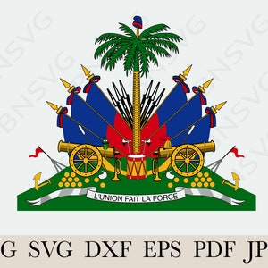 Republic of Haiti Flag SVG, Coat of arms of Haiti National Banner Flag ,Cutting File EPS, layered, Silhouette, Card Making, Vinyl decal