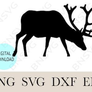 Silhouette of an Elk, Elk Image Black Vector, Elk Digital Eps, Cut files, layered, Minimalist, Cricut, Silhouette, Clipart, Vinyl decal