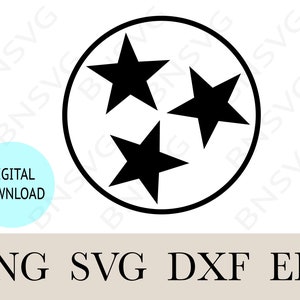 Tennessee Tri-Star svg png dxf eps pdf transparent vector graphic design digital file U.S. 50 State Flags USA America United States Flags