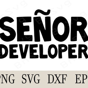 Puede incluir: Gráfico de texto en blanco y negro que dice "SEÑOR DEVELOPER".
